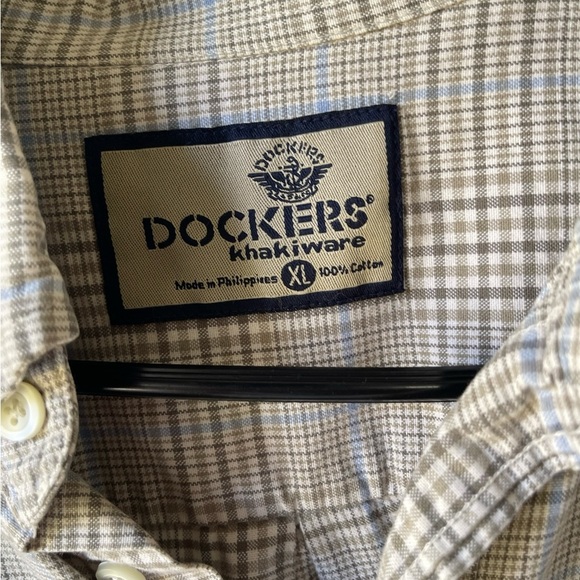 Men’s DOCKERS Tan Plaid Shirt Size XL - Picture 4 of 6